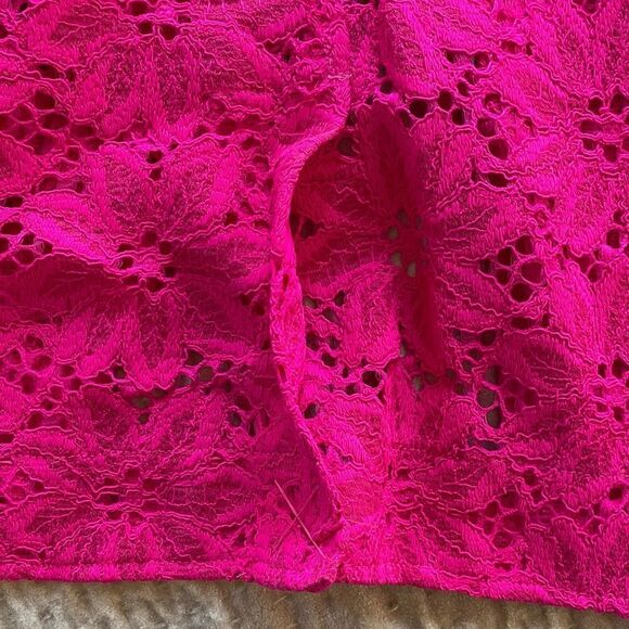 ROMWE Women's Vibrant Pink Lace Blazer - Picture 7 of 16